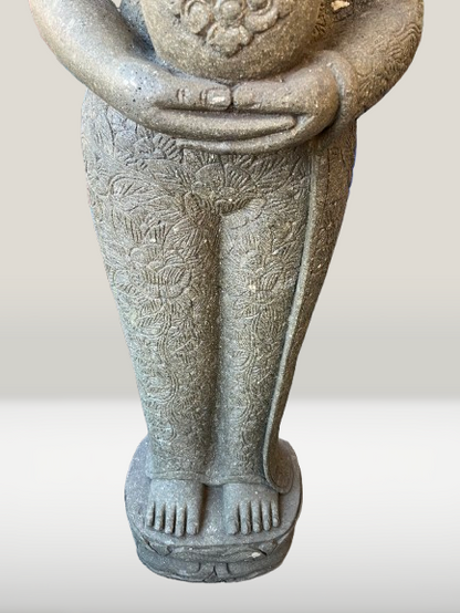 Standing Buddha Sculpture with Alms Bowl 81" - Routes Gallery