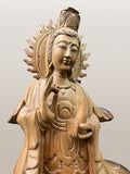 Hand Carved Wood Kwan Yin Statue 20"