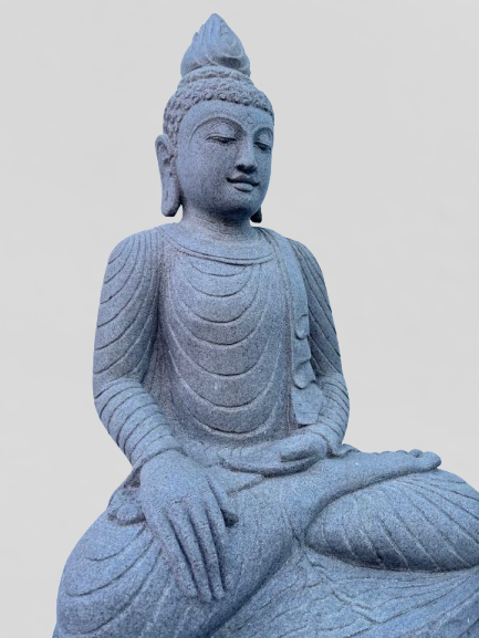 Handcarved Stone Earth Witness Buddha 39"