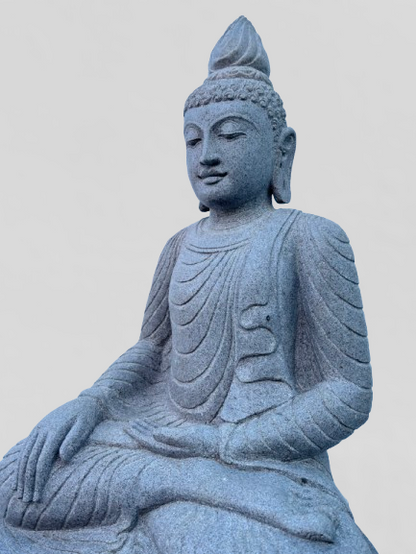 Handcarved Stone Earth Witness Buddha 39"