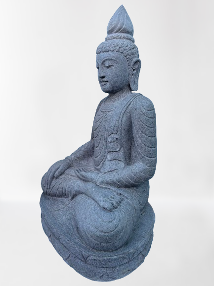 Handcarved Stone Earth Witness Buddha 39"