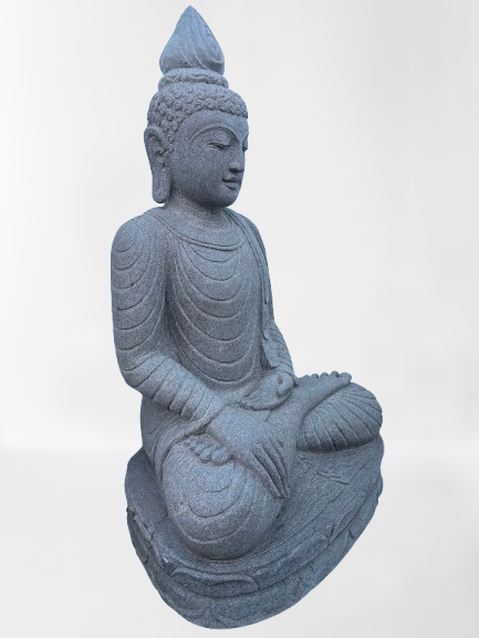 Handcarved Stone Earth Witness Buddha 39"
