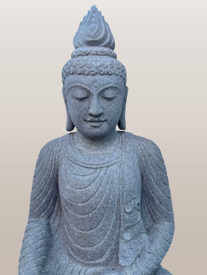 Handcarved Stone Earth Witness Buddha 39"