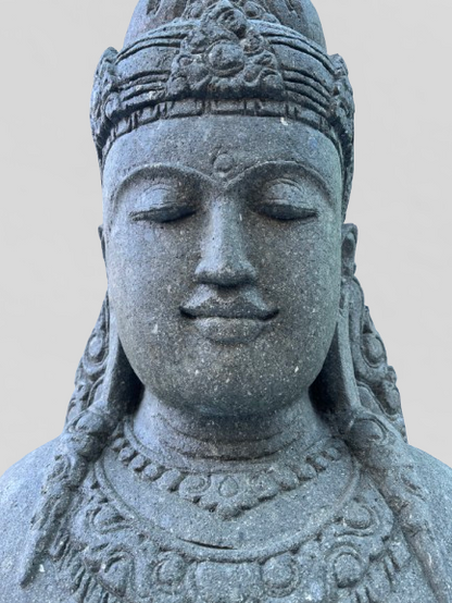 Handcarved Stone Devi Tara Bust Statue 36"