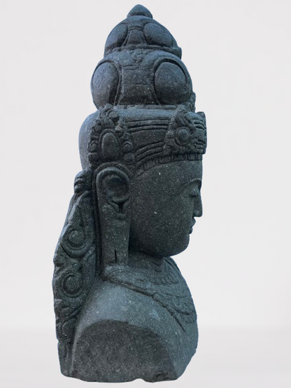Handcarved Stone Devi Tara Bust Statue 36"