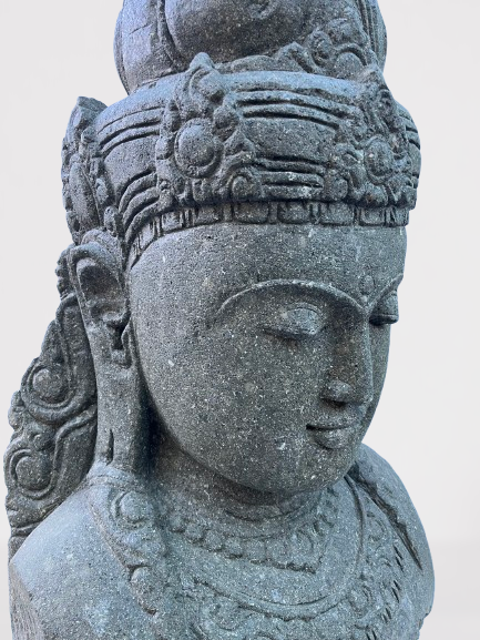Handcarved Stone Devi Tara Bust Statue 36"