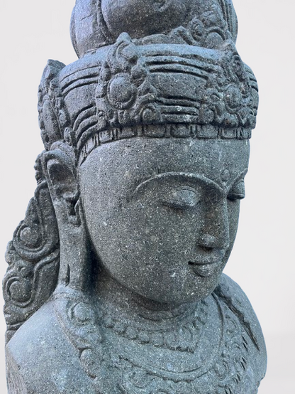 Handcarved Stone Devi Tara Bust Statue 36"