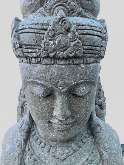 Handcarved Stone Devi Tara Bust Statue 36"