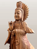 Wood Quan Yin with Pouring Vase Statue 33" - Routes Gallery