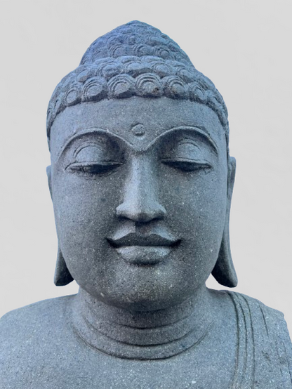 Handcarved Buddha Bust Garden Statue 32"