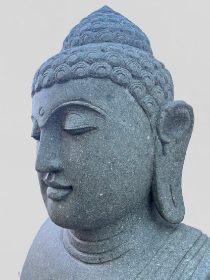 Handcarved Buddha Bust Garden Statue 32"
