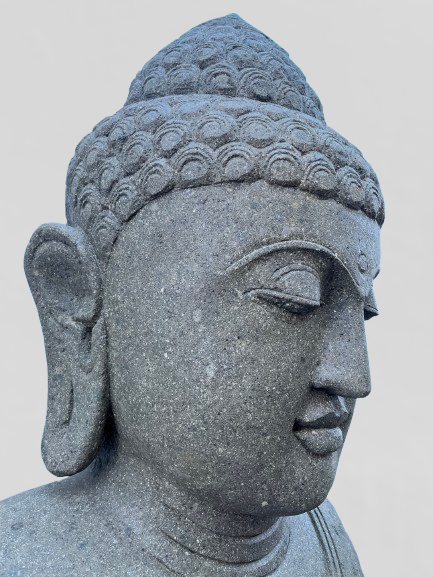 Handcarved Buddha Bust Garden Statue 32"