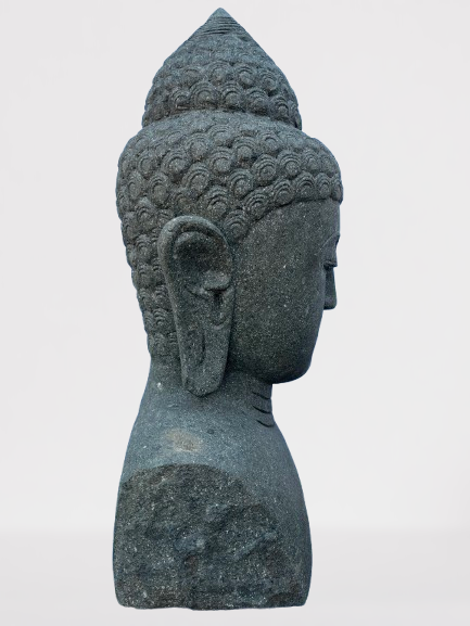 Handcarved Buddha Bust Garden Statue 32"