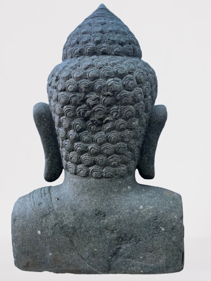 Handcarved Buddha Bust Garden Statue 32"