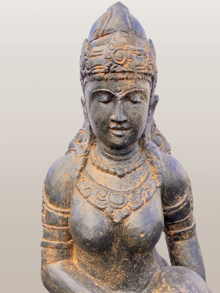 Stone Devi Ganga Water Goddess Sculpture 48"