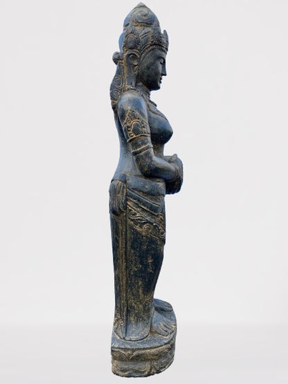 Stone Devi Ganga Water Goddess Sculpture 48"