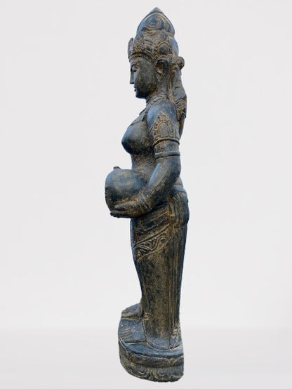 Stone Devi Ganga Water Goddess Sculpture 48"