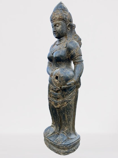 Stone Devi Ganga Water Goddess Sculpture 48"