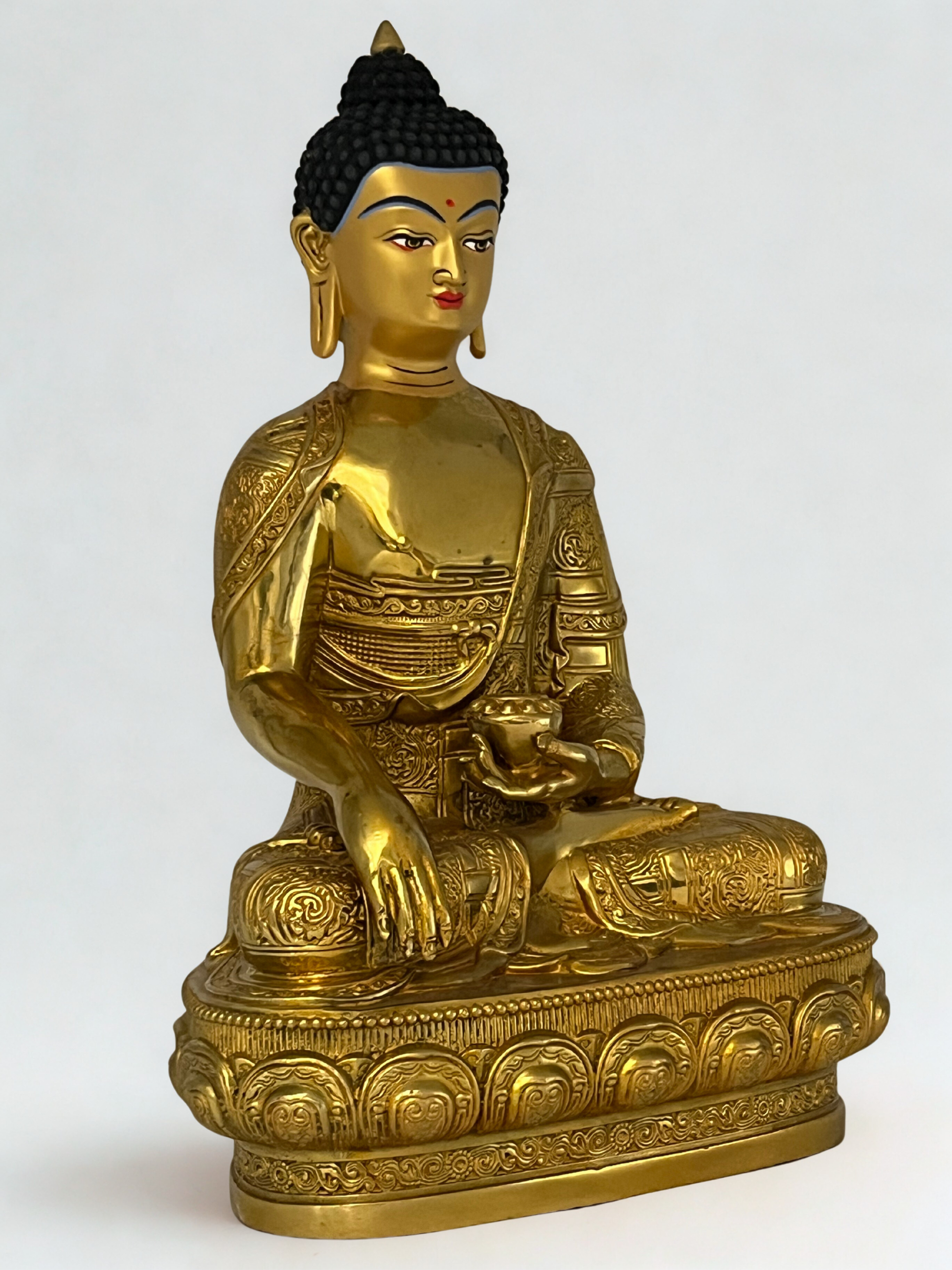 Brass Earth Touching Buddha Statue 12" - Routes Gallery