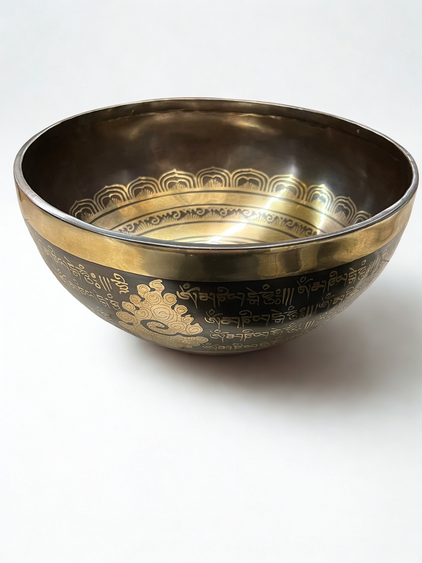 Om Mani Padme Hum Singing Bowl 9" - Routes Gallery