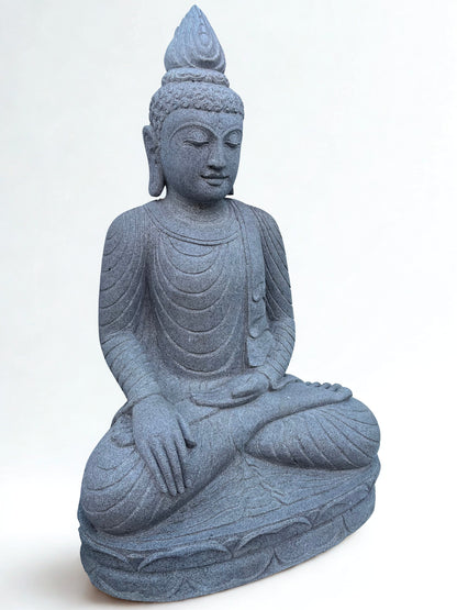 Handcarved Stone Earth Witness Buddha 39"