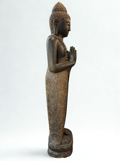 Handcarved Namaste Buddha Sculpture 61"