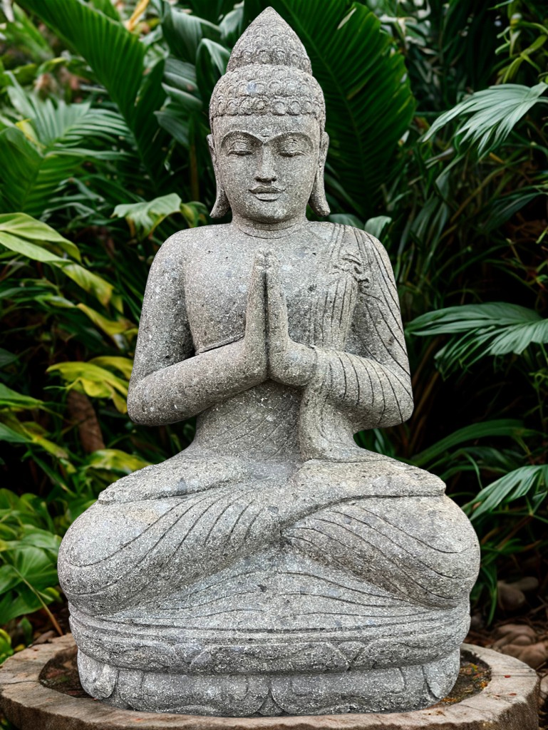 Stone Large Namaste Buddha Statue 48"