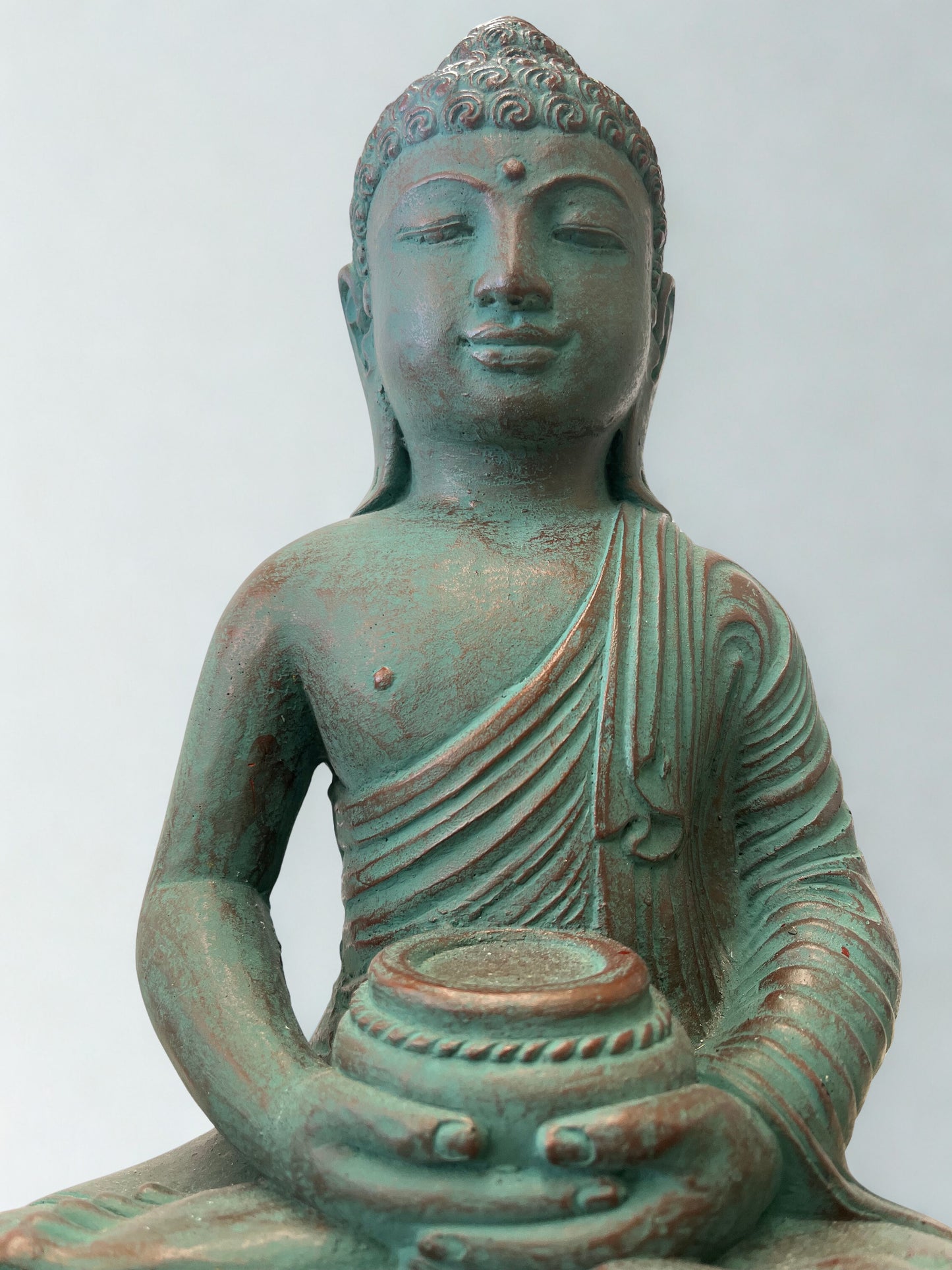 Meditating Buddha Statue with Offering Bowl 13" - Routes Gallery
