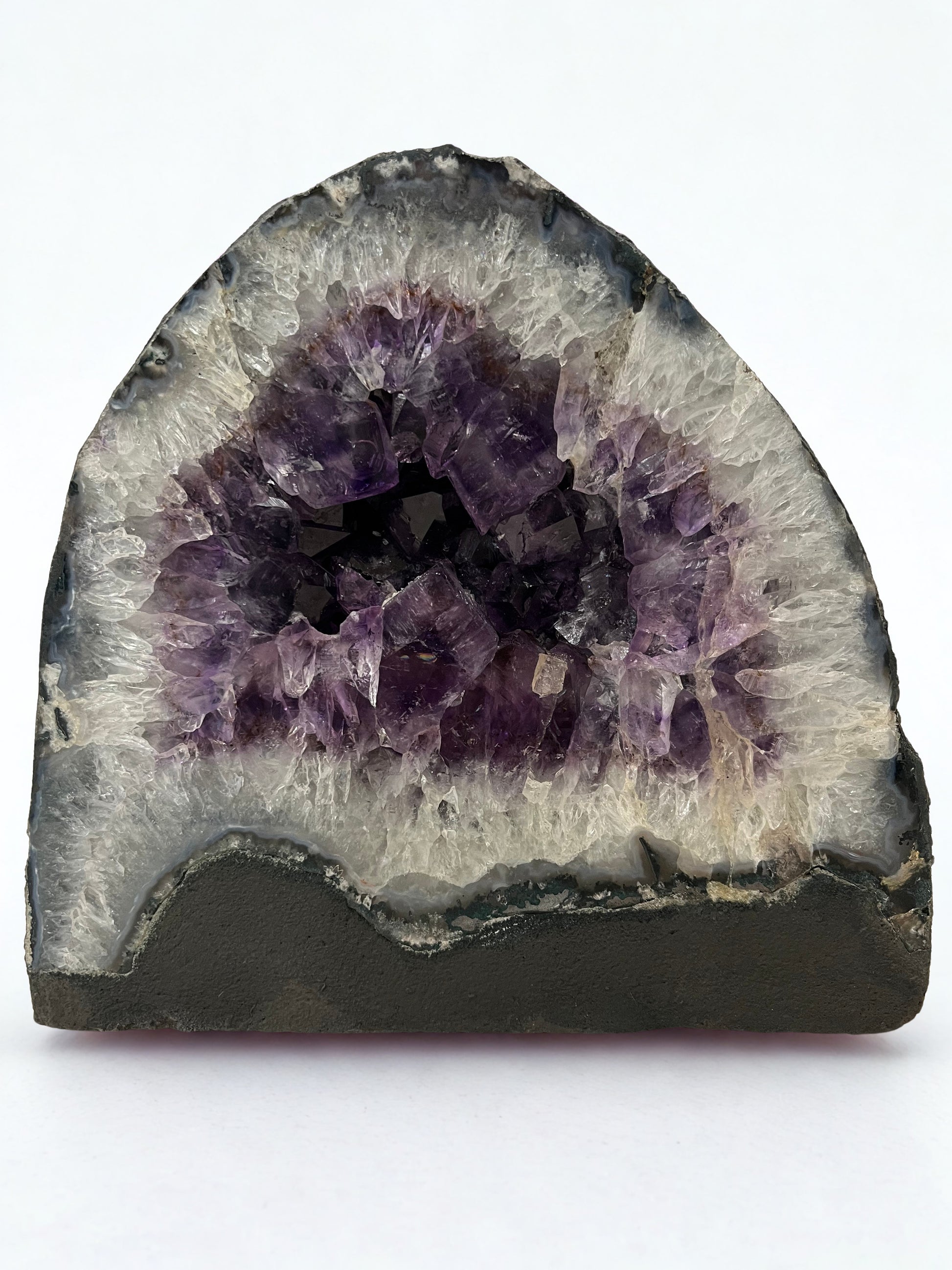 Amethyst geode on a white background