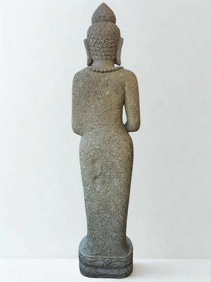 Standing Buddha Sculpture with Alms Bowl 81" - Routes Gallery