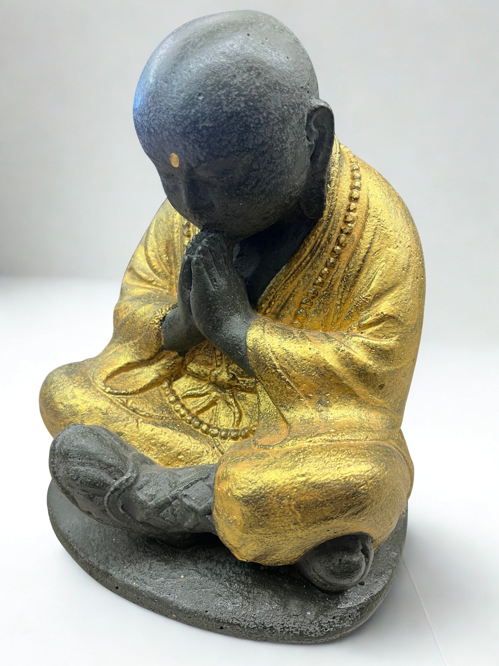 Sitting Namaste Praying Monk Statue 8" - Routes Gallery