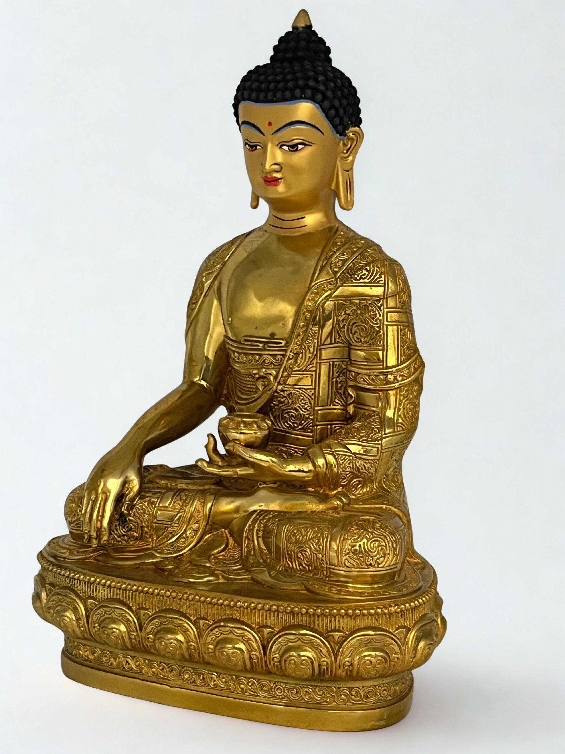 Brass Earth Touching Buddha Statue 12" - Routes Gallery