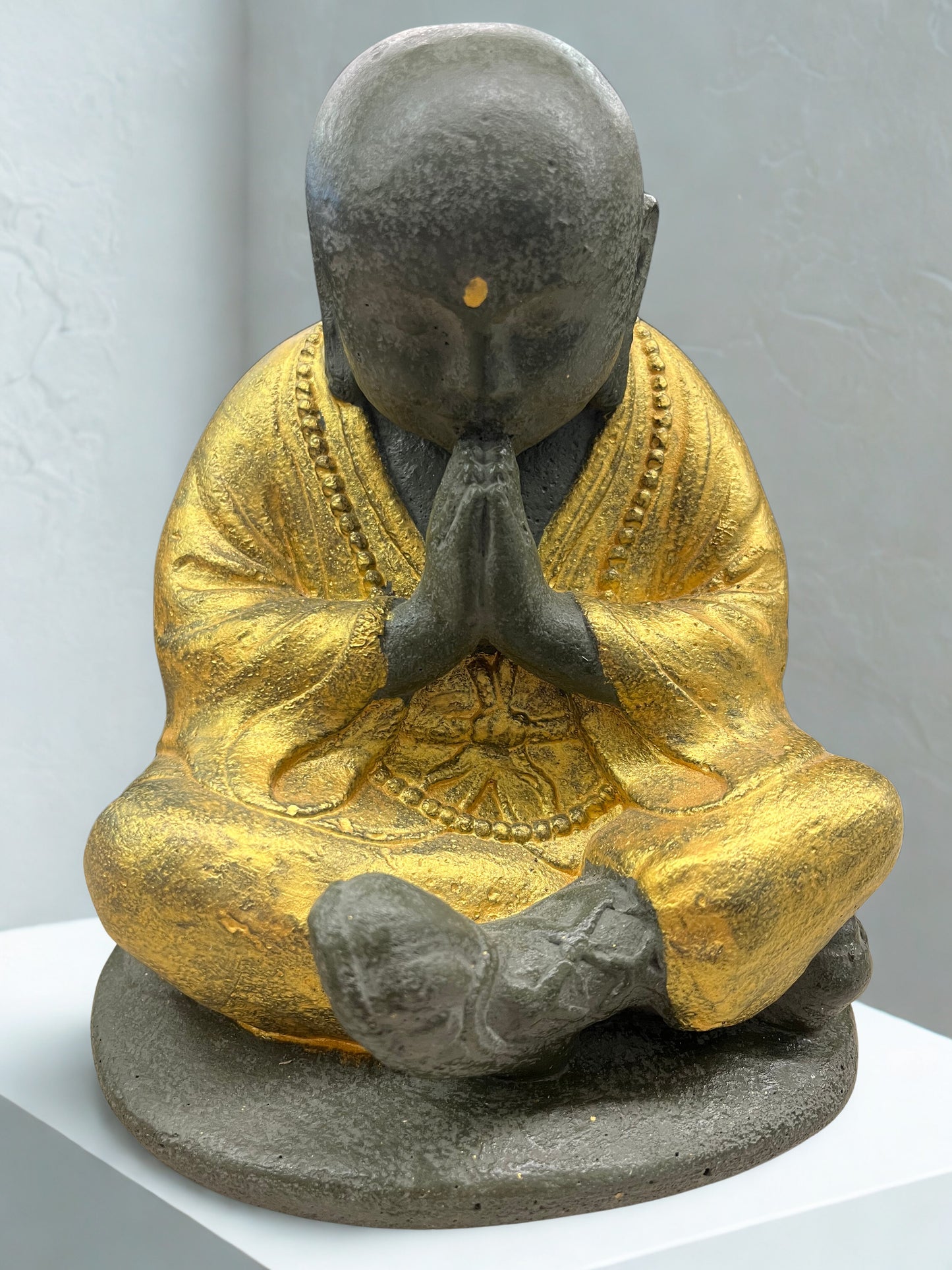 Sitting Namaste Praying Monk Statue 8" - Routes Gallery