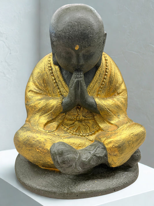 Sitting Namaste Praying Monk Statue 8" - Routes Gallery