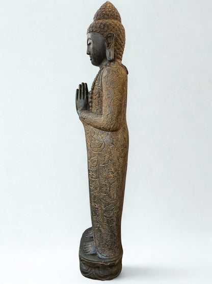 Handcarved Namaste Buddha Sculpture 61"