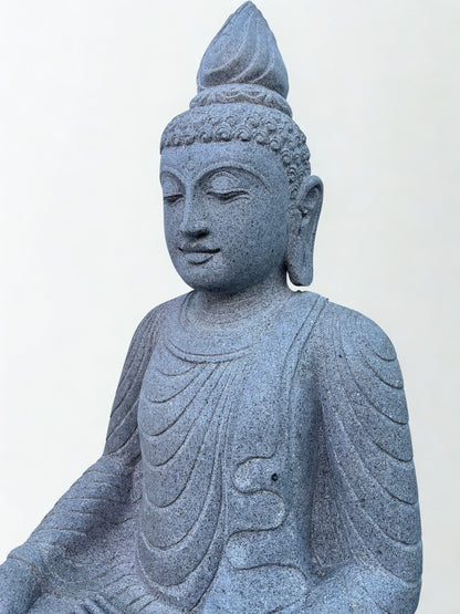 Handcarved Stone Earth Witness Buddha 39"
