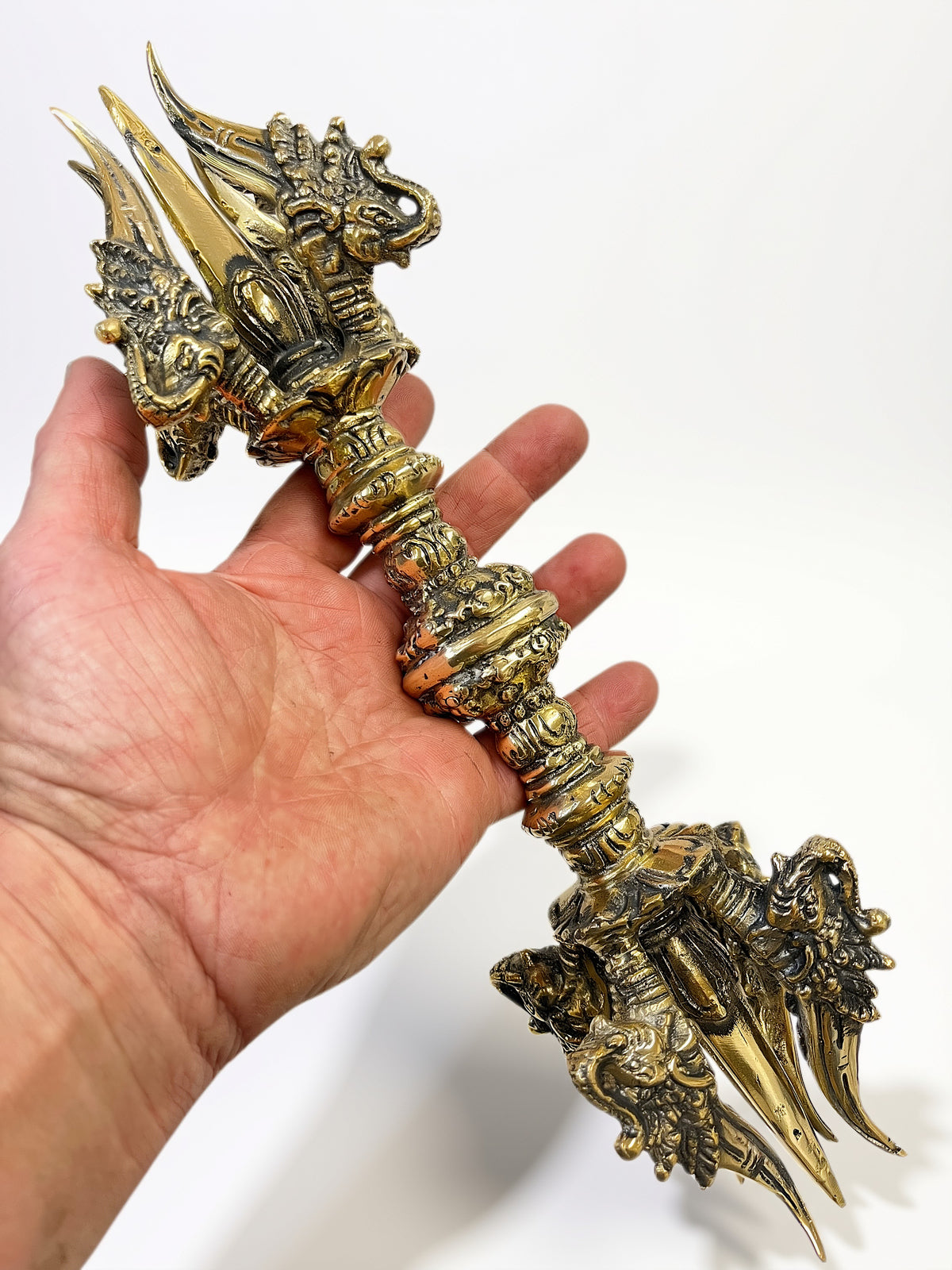 Brass Ganesh Dorje Vajra Ritual Thunderbolt Implement 14"