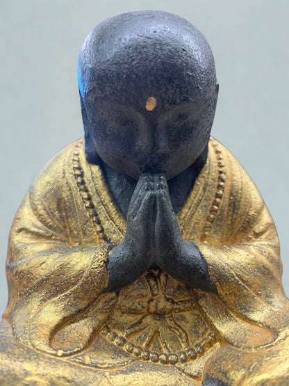 Sitting Namaste Praying Monk Statue 8" - Routes Gallery