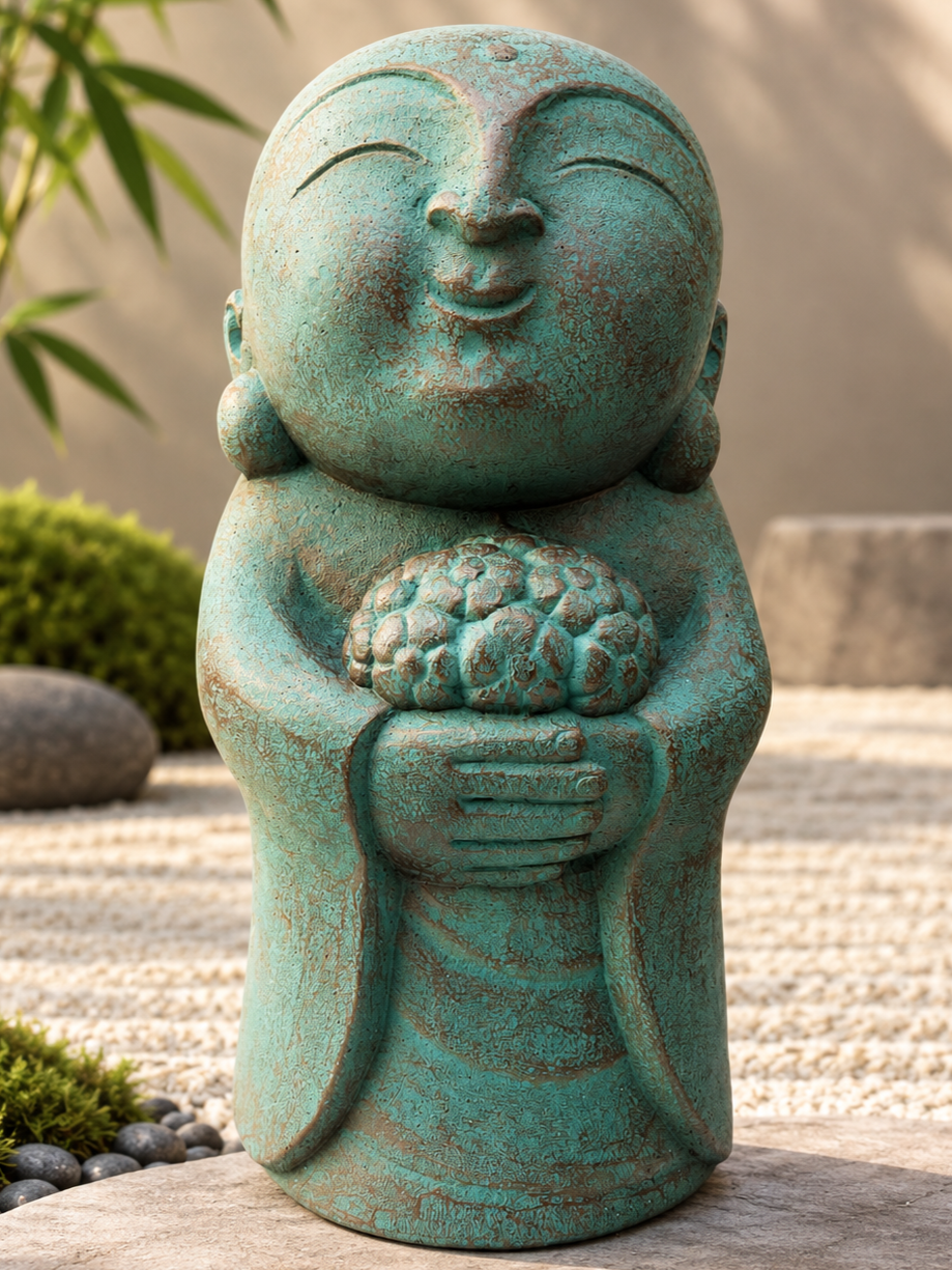 Zen Jizo with Flowers Statue 20"