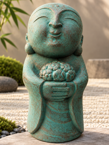 Zen Jizo with Flowers Statue 20"