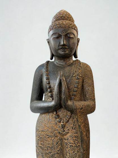 Handcarved Namaste Buddha Sculpture 61"