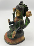 Brass Lakshmi Hindu Wealth Goddess Statue 4.5"