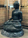 Brass Large Earth Touching Buddha 39" - Routes Gallery