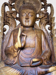 Wood Buddha Sculpture in Vitarka Mudra 45"
