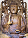 Wood Buddha Sculpture in Vitarka Mudra 45"