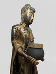 Wood Standing Buddha with Offering Bowl 69"