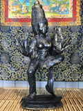 Brass Dancing Trimurti Devi Statue with 8 Arms 23" - Routes Gallery