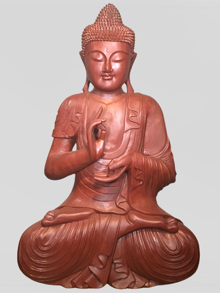 Wood Dharmachakra Buddha Statue 39"