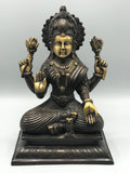 Brass Lakshmi Statue Hindu Wealth Goddess 10.5"