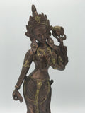 Brass Standing Goddess Tara Statue 12"